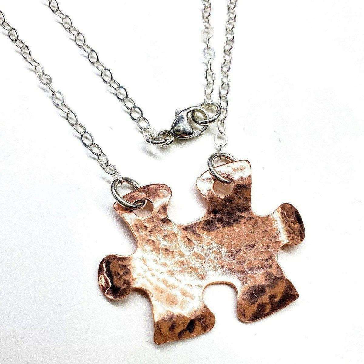 Handcrafted Autism Awareness Copper Puzzle Piece Necklace