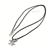 Sterling Silver Autism Awareness Puzzle Piece Leather Necklace