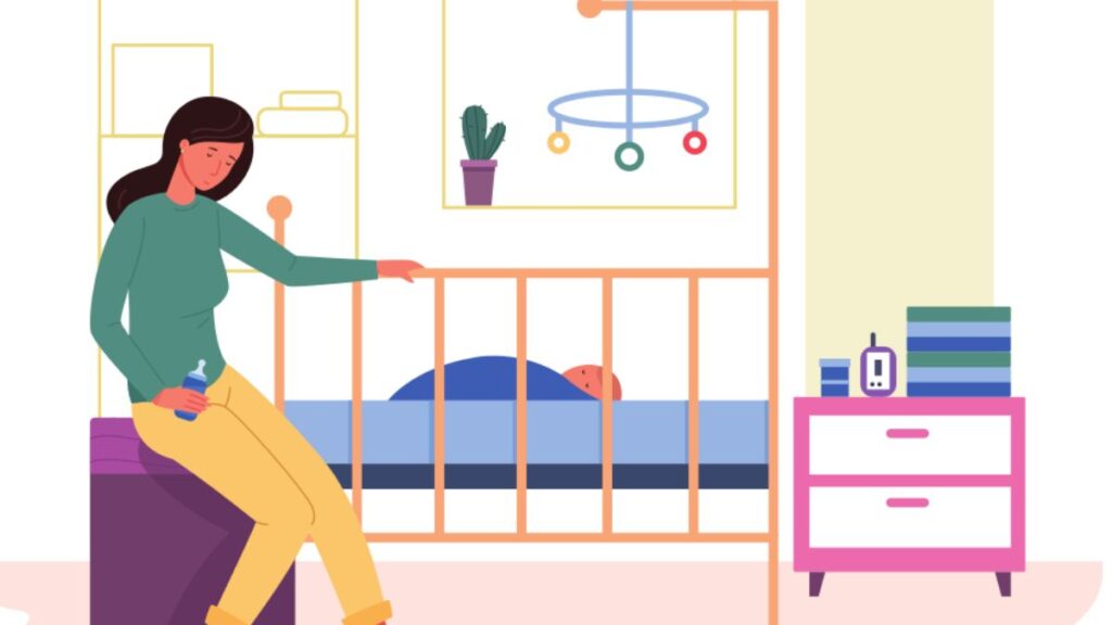Mother baby sleep training in bedroom