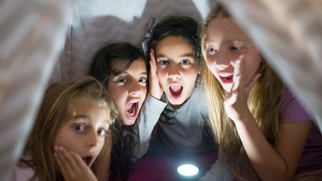 girls having fun during sleepover